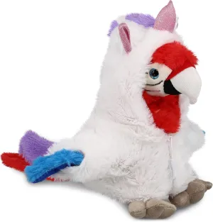 DolliBu Red Parrot Unicorn Plush Stuffed Animal Toy - Super Soft Parrotcorn Dress Up with Removable Plush Unicorn Outfit, Cute Fantasy Wildlife Gift - 15.5 Inches
