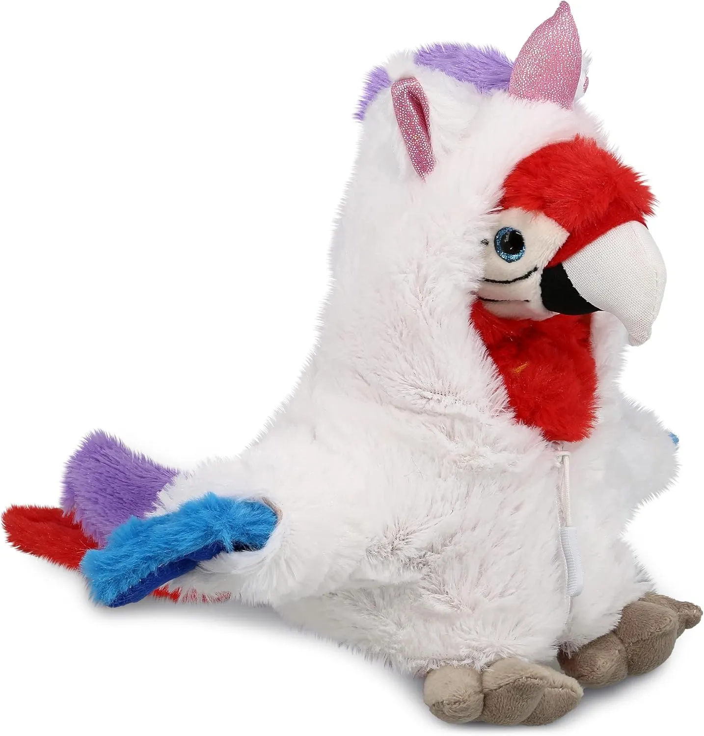 DolliBu Red Parrot Unicorn Plush Stuffed Animal Toy - Super Soft Parrotcorn Dress Up with Removable Plush Unicorn Outfit, Cute Fantasy Wildlife Gift - 15.5 Inches