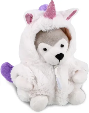 DolliBu Wolf Unicorn Plush Stuffed Animal Toy - Super Soft Wolfcorn Dress Up with Removable Plush Unicorn Outfit, Cute Fantasy Wildlife Gift with Name Personalization - 6 Inches