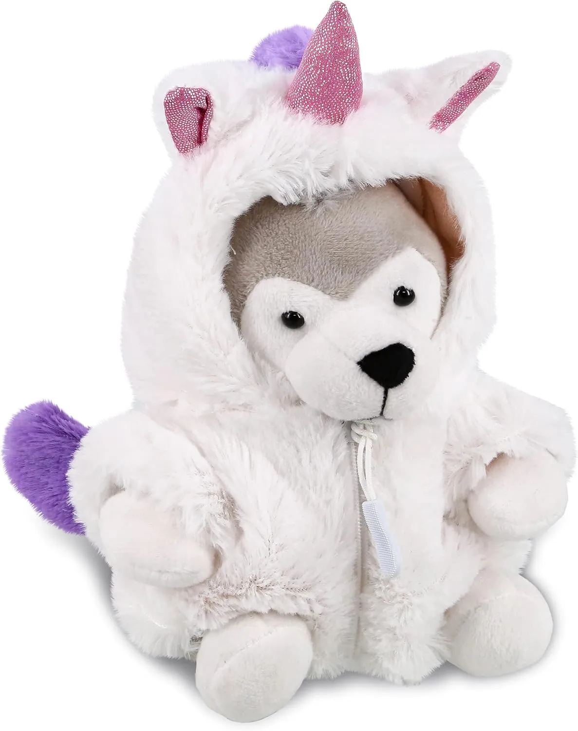 DolliBu Wolf Unicorn Plush Stuffed Animal Toy - Super Soft Wolfcorn Dress Up with Removable Plush Unicorn Outfit, Cute Fantasy Wildlife Gift with Name Personalization - 6 Inches