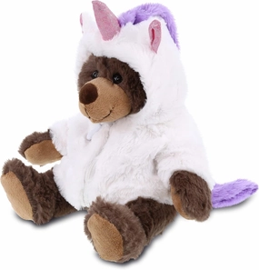 DolliBu Brown Bear with Red Plaid Hoodie Unicorn Plush Stuffed Animal Toy - Super Soft BearCorn Dress Up with Removable Plush Unicorn Outfit, Gift with Name Personalization - 10 Inches