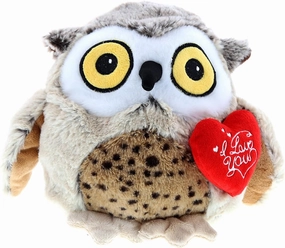 DolliBu I Love You Valentine Plush Fat Brown Owl - Cute Soft Cuddly Stuffed Animal with Red Heart Gift for Valentines Day, Birthday Present, Anniversary, Romantic Date - 10 Inches