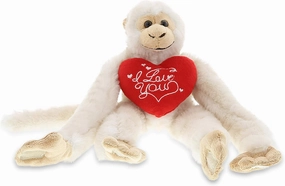 DolliBu I Love You Valentine Plush Hanging Monkey - Cute Soft Cuddly Stuffed Animal with Red Heart Gift for Valentines Day, Birthday Present, Anniversary, Romantic Date - 21 Inches