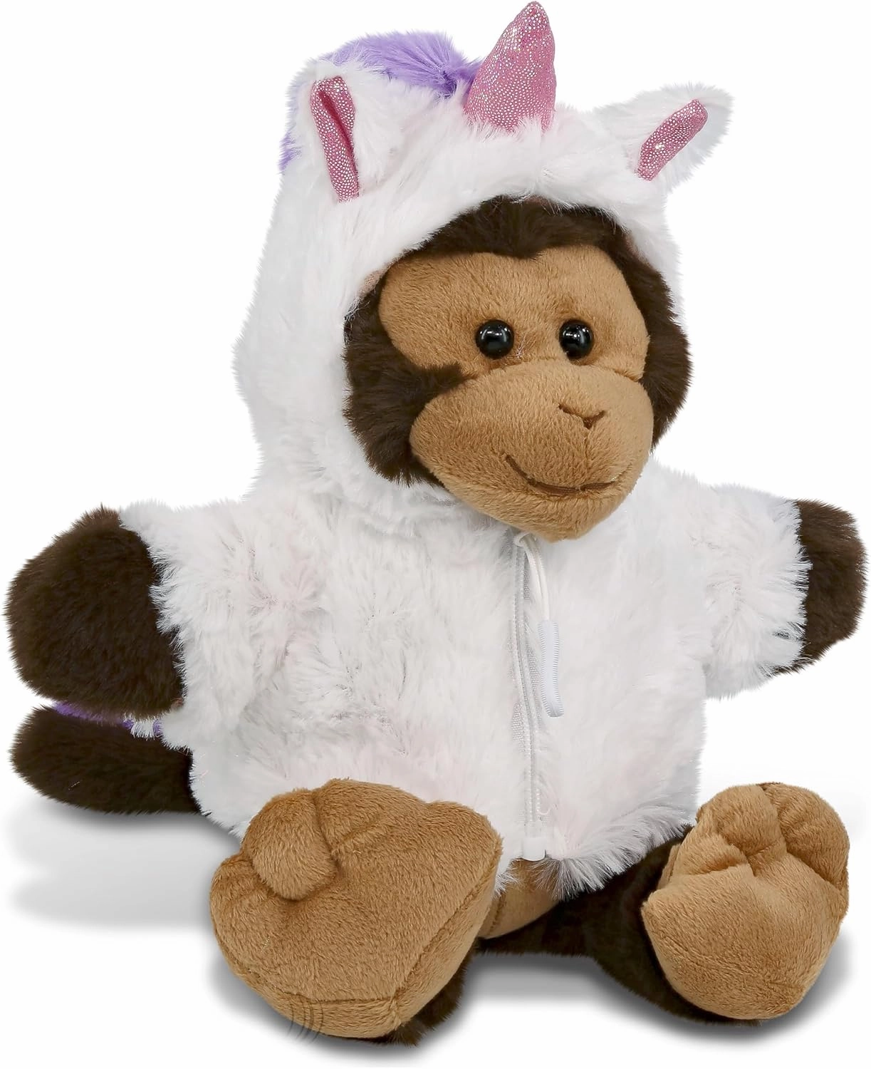 DolliBu Monkey Unicorn Plush Stuffed Animal Toy - Super Soft Monkey Unicorn Dress Up with Removable Plush Unicorn Outfit, Cute Monkey Fantasy Wildlife Gift with White Unicorn Dress - 9 Inches