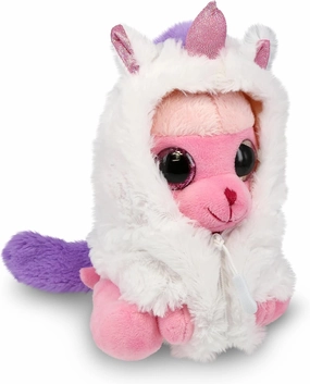 DolliBu Sparkle Eyes Pink Poodle Dog Unicorn Plush Stuffed Animal Toy - Super Soft Poodlecorn Dress Up with Removable Plush Unicorn Outfit, Cute Fantasy Gift - 6 Inches