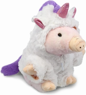 DolliBu Squat Piggy Unicorn Plush Stuffed Animal Toy - Super Soft Piggycorn Dress Up with Removable Plush Unicorn Outfit, Cute Fantasy Wildlife Gift with Name Personalization - 7 Inches