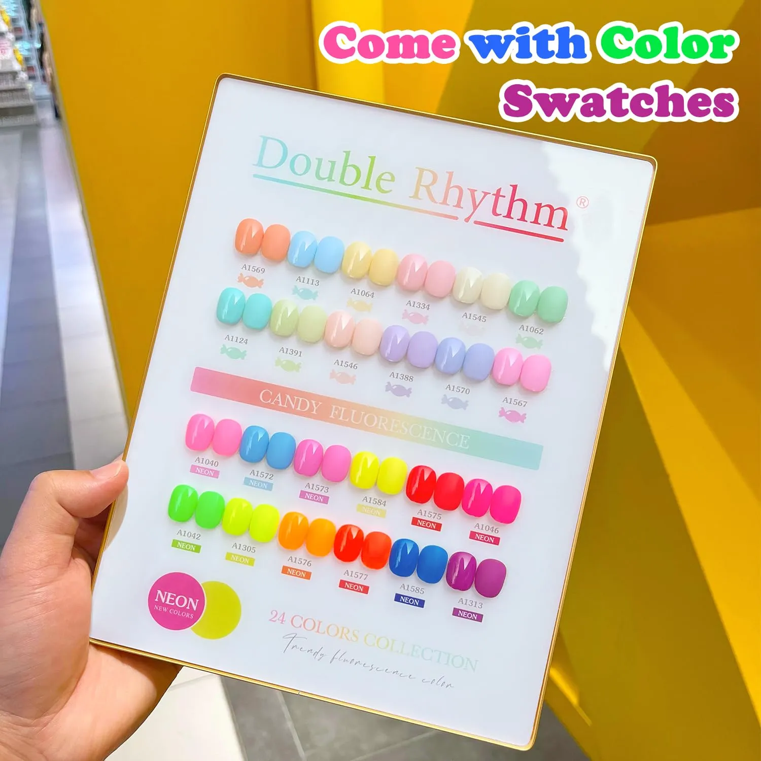 Double Rhythm 28Pcs 0.5Oz Gel Nail Polish Set Same Color Same Bottle Soak Off Gel Polish Kit Nail Art Manicure Salon DIY at Home for Women (Candy Neon Collection-T24-6)
