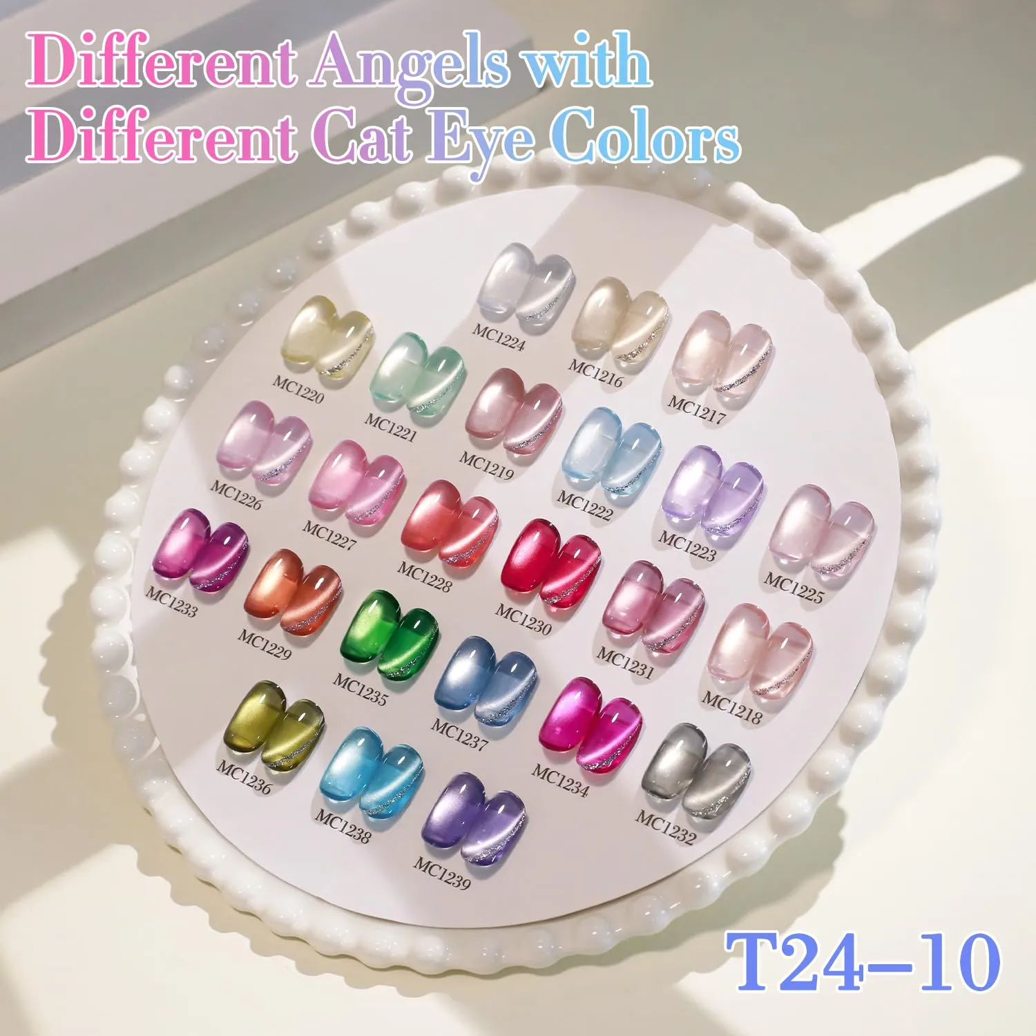 Double Rhythm 28Pcs 0.5Oz Gel Nail Polish Set Same Color Same Bottle Soak Off Gel Polish Kit Nail Art Manicure Salon DIY at Home for Women (Glass Jelly Cat Eye Collection-T24-10)