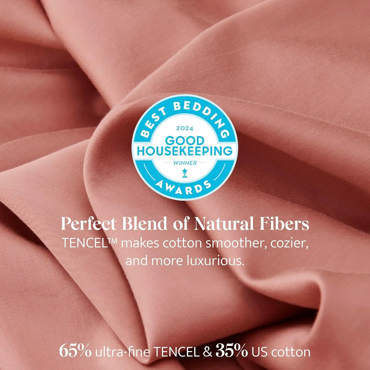 Double Stitch Cotton Tencel Sheet - Bed Sheets Set Queen Size, 4Pc Luxury Hotel Bedding Set, Soft, Cooling & Breathable for Hot Sleepers, Deep Pocket Up to 16 Inches, Coral
