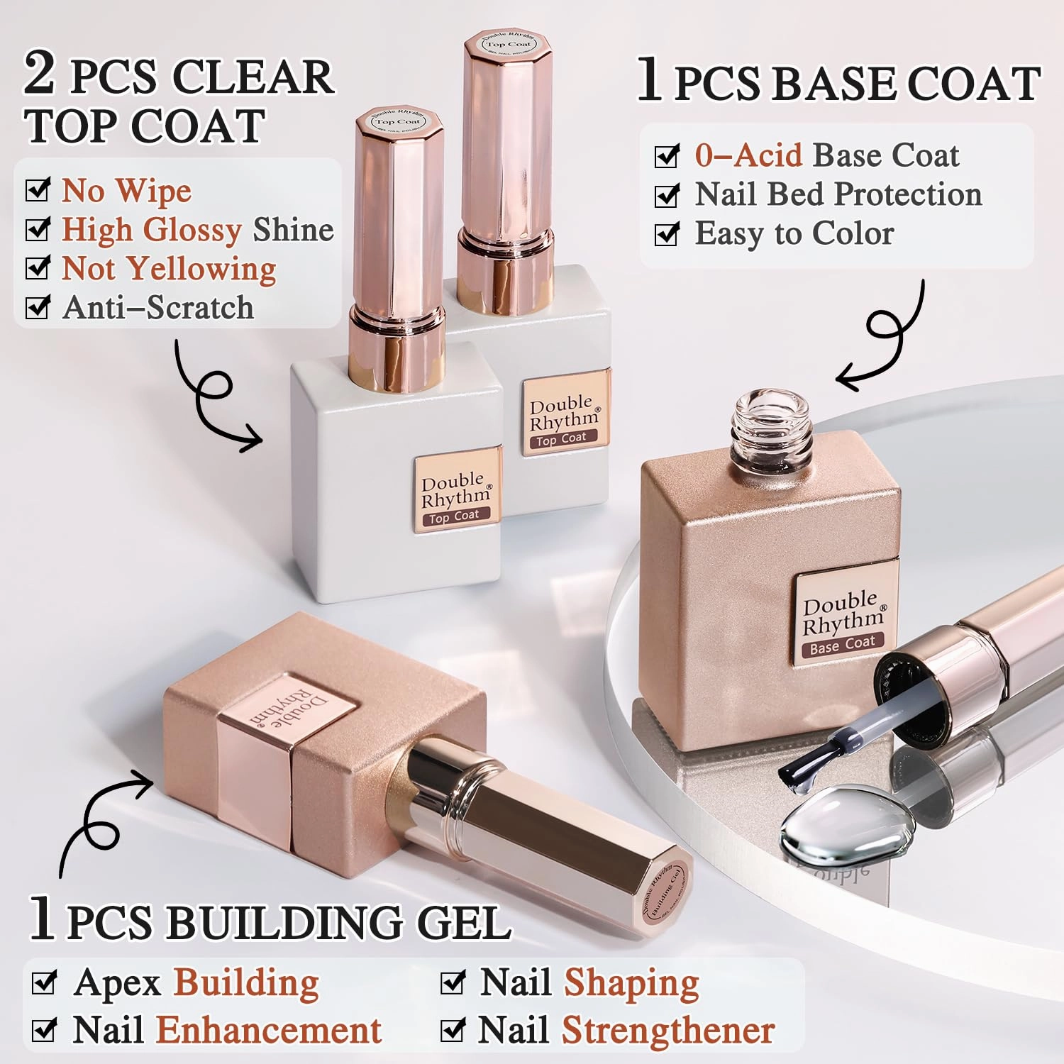 Double Rhythm 28Pcs 0.5Oz Gel Nail Polish Set Same Color Same Bottle Soak Off Gel Polish Kit Nail Art Manicure Salon DIY at Home for Women (Nude Pink Collection-T24-3)