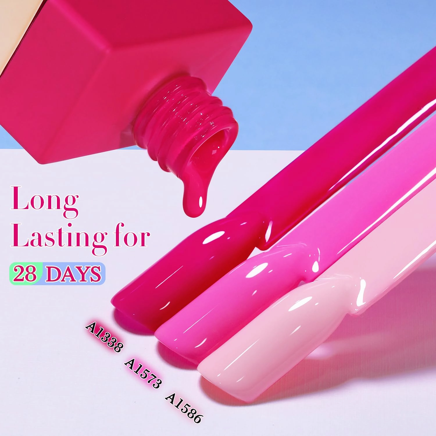 Double Rhythm 6 Pcs 15 ML Gel Polish Set Same Color Same Bottle Soak Off Gel Polish Kit Nail Art Manicure Salon DIY at Home for Women (Bright Neon Light Pink Purple-T6-13)