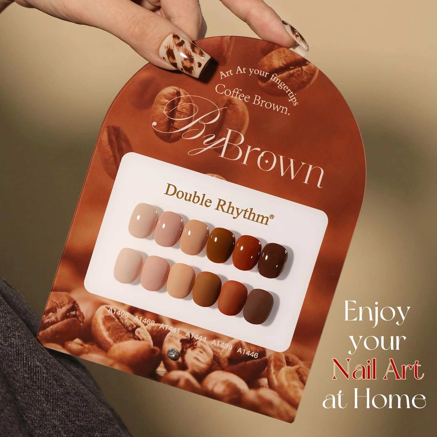 Double Rhythm 6 Pcs 15 ML Gel Polish Set Same Color Same Bottle Soak Off Gel Polish Kit Nail Art Manicure Salon DIY at Home for Women (Coffee Brown Nude Red Beige Pink-T6-5)