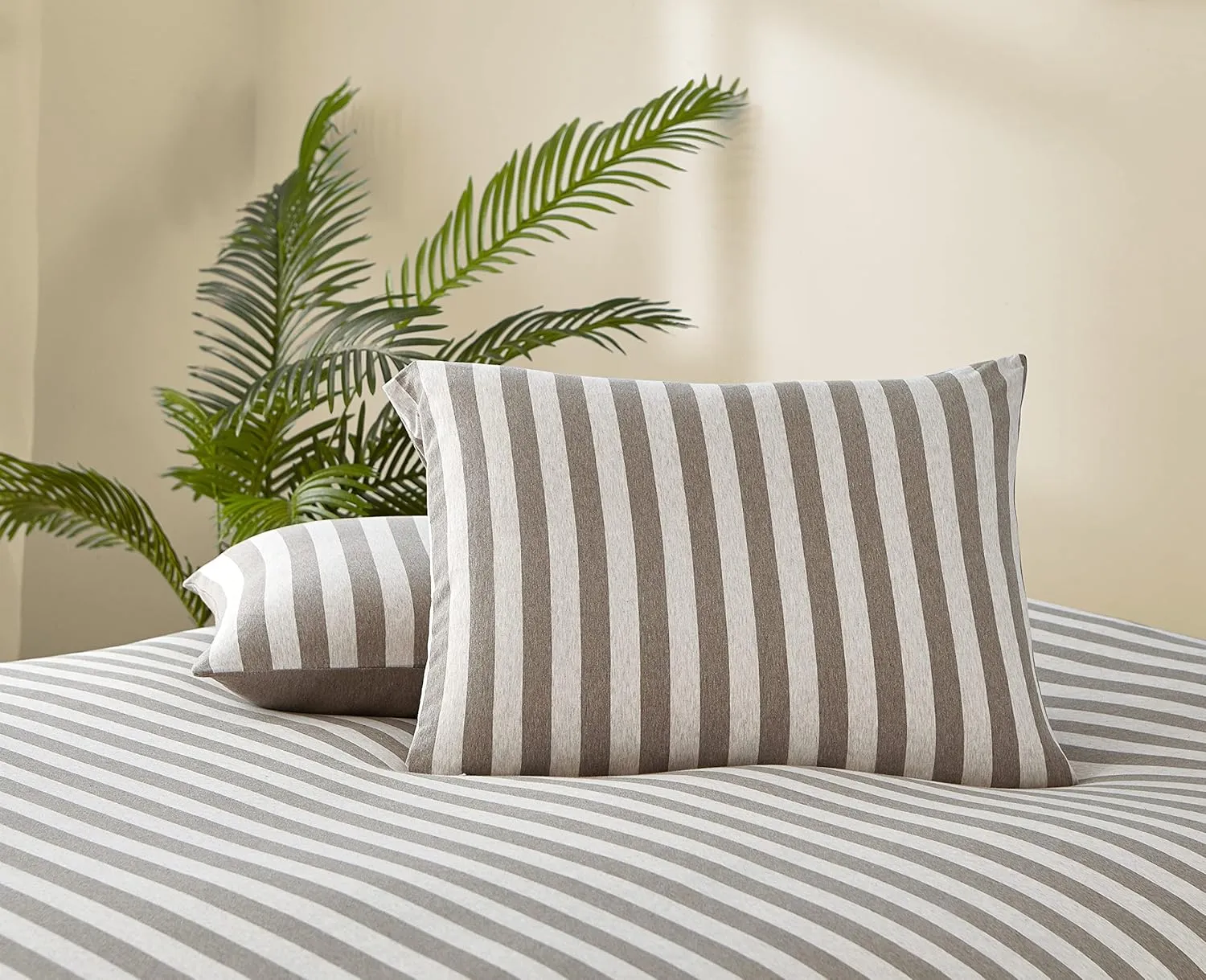 Dream Sunset Soft Cotton Jersey Knit Duvet Cover Set, Twin/Twin XL Size, Heather Beige Brown, Super Soft Skin Friendly Like T-Shirt, Zipper Closure, 1 Duvet Cover   1 Pillow case