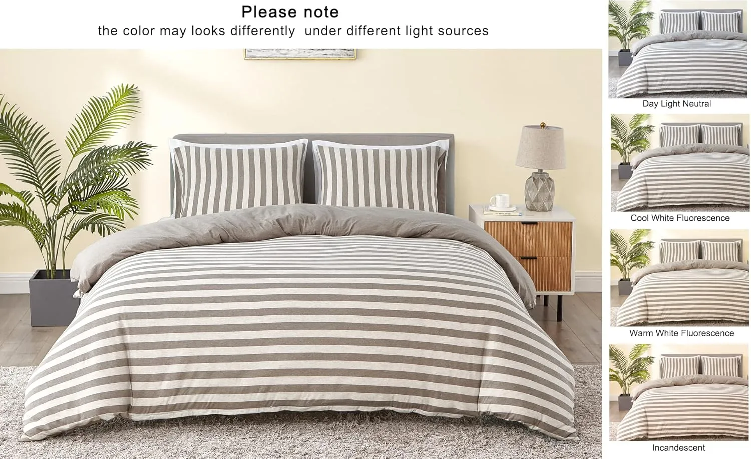 Dream Sunset Soft Cotton Jersey Knit Duvet Cover Set, Twin/Twin XL Size, Heather Beige Brown, Super Soft Skin Friendly Like T-Shirt, Zipper Closure, 1 Duvet Cover   1 Pillow case