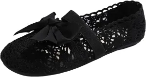 Dressy Platform Sandals Slip on Women's Flat Flower Lace Outer Wear Single Shoes Fashion Thin Sole Light Casual Shoes
