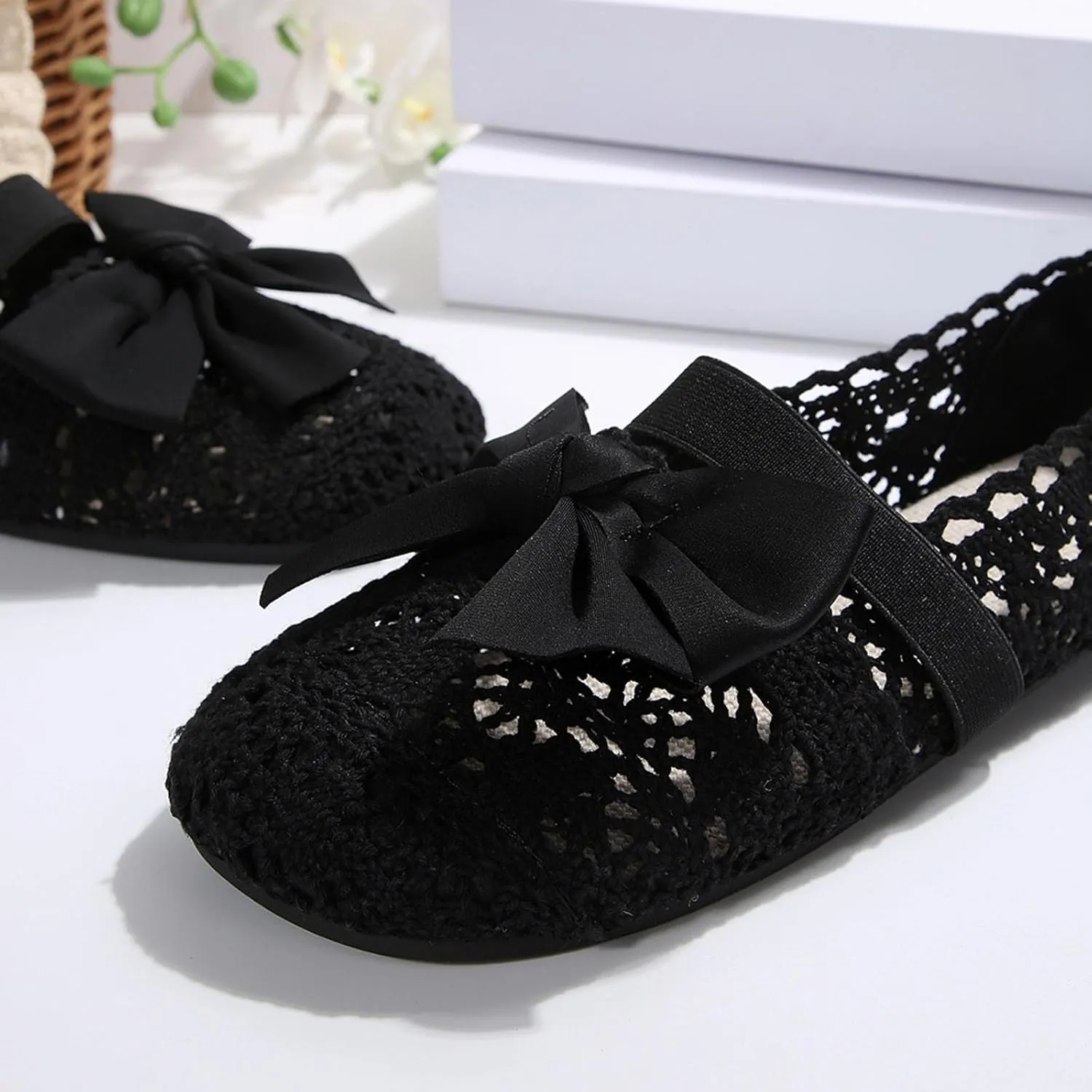 Dressy Platform Sandals Slip on Women's Flat Flower Lace Outer Wear Single Shoes Fashion Thin Sole Light Casual Shoes