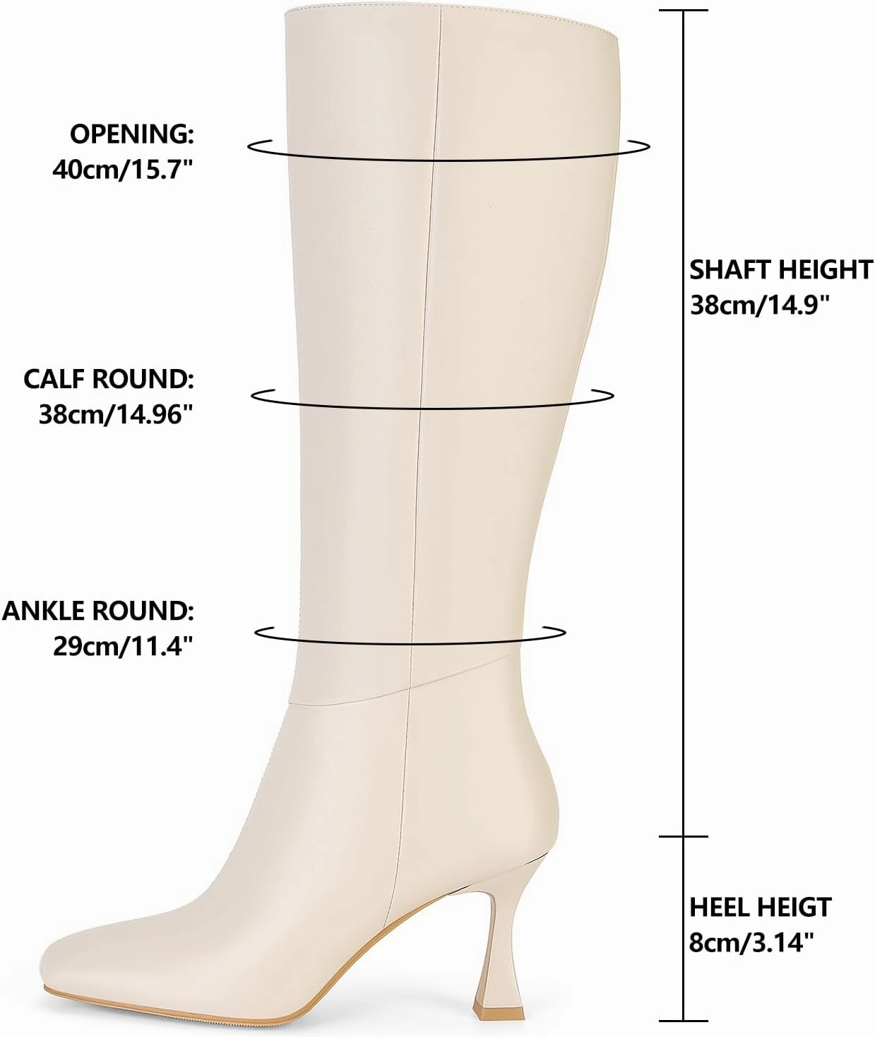 Dsevht Black Leather Knee High Boots for Women Stiletto Kitten Heeled Sexy Boots Square Toe and Side Zipper Design Fashion Dress Boots