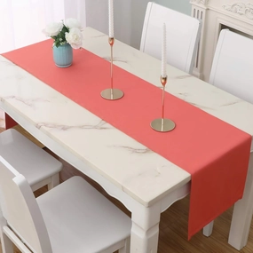 DUALIFE Coral Table Runner 108 Inch Long 9 FT Soft Color Handcrafted Decorative Cloth for Wedding Party Birthday Graduations Hotel Restaurant Banquet Catering Services Event 14X108 Inches 1 Piece