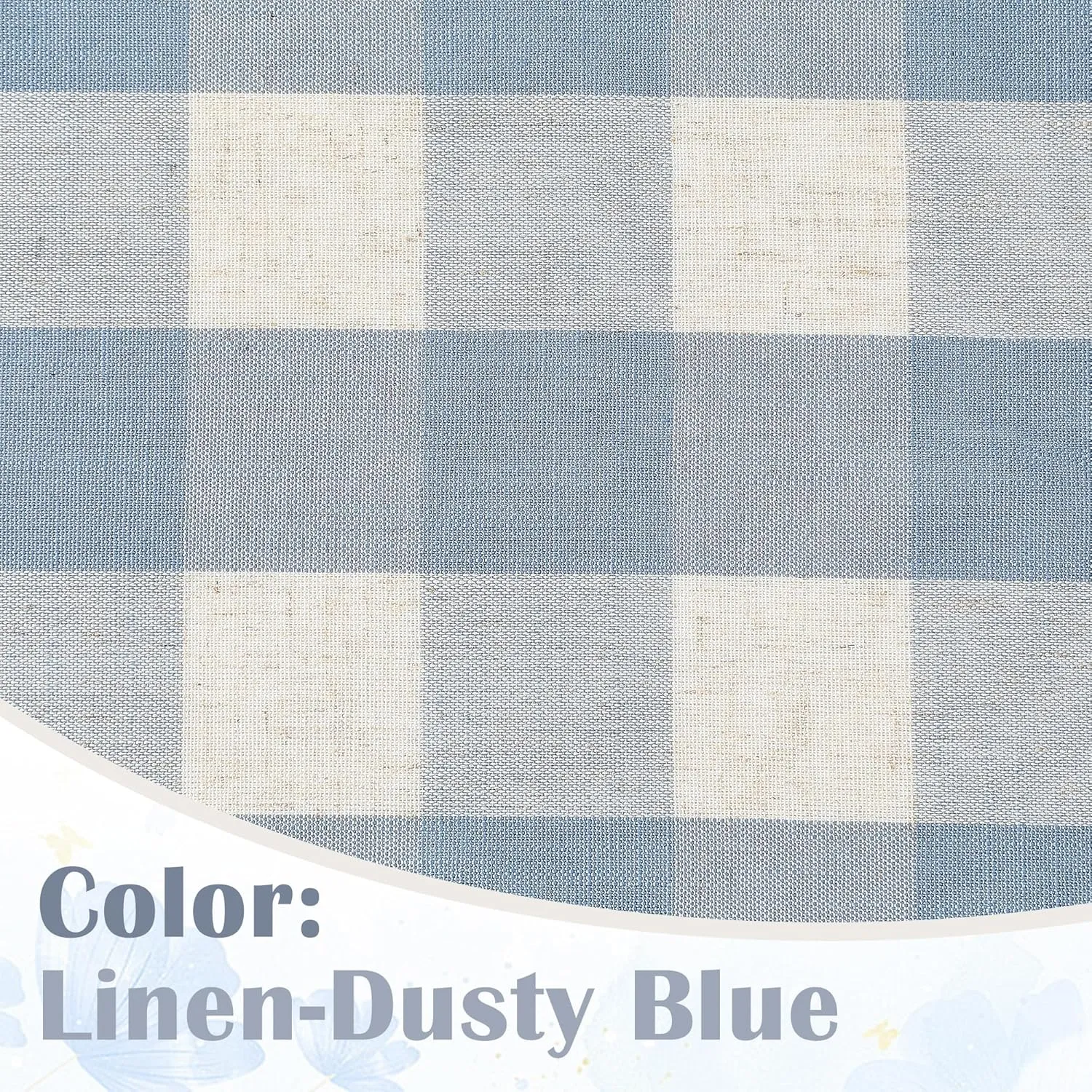 Dusty Blue Buffalo Plaid Curtains 72 Inches Long,Rustic Semi Sheer Rod Pocket Drapes,Farmhouse Gingham Window Treatment for Bedroom Living Room,40" Wx72 L,2 Panels,Beige-Dusty Blue