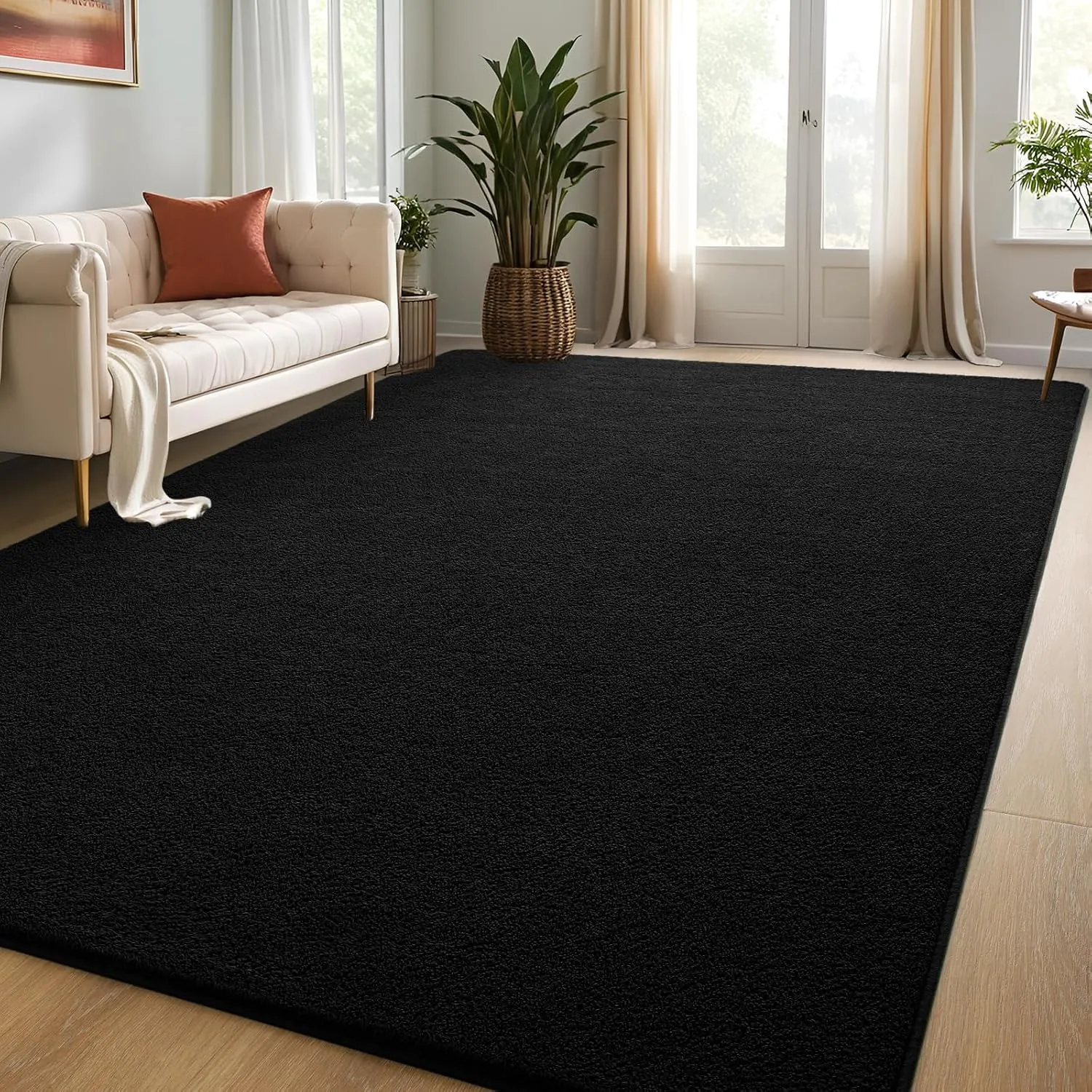DweIke Area Rugs for Bedroom Living Room, 5x7 ft Thickened Memory Foam Black Rug, Super Soft Washable Non-Slip Carpet, Stain Resistant Throw Carpets for Girls Boys Kids Adults Home Dorm Decor