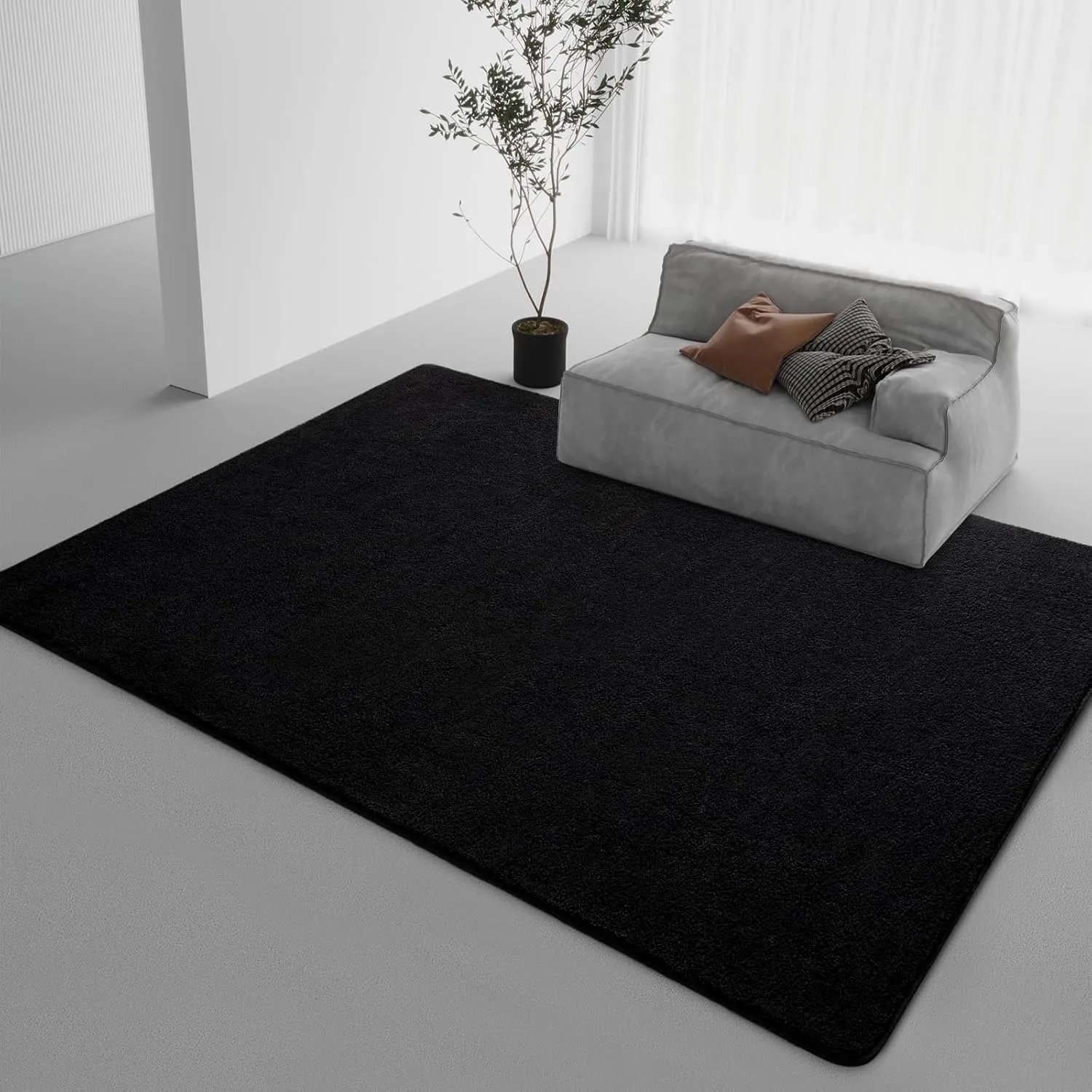 DweIke Area Rugs for Bedroom Living Room, 5x7 ft Thickened Memory Foam Black Rug, Super Soft Washable Non-Slip Carpet, Stain Resistant Throw Carpets for Girls Boys Kids Adults Home Dorm Decor