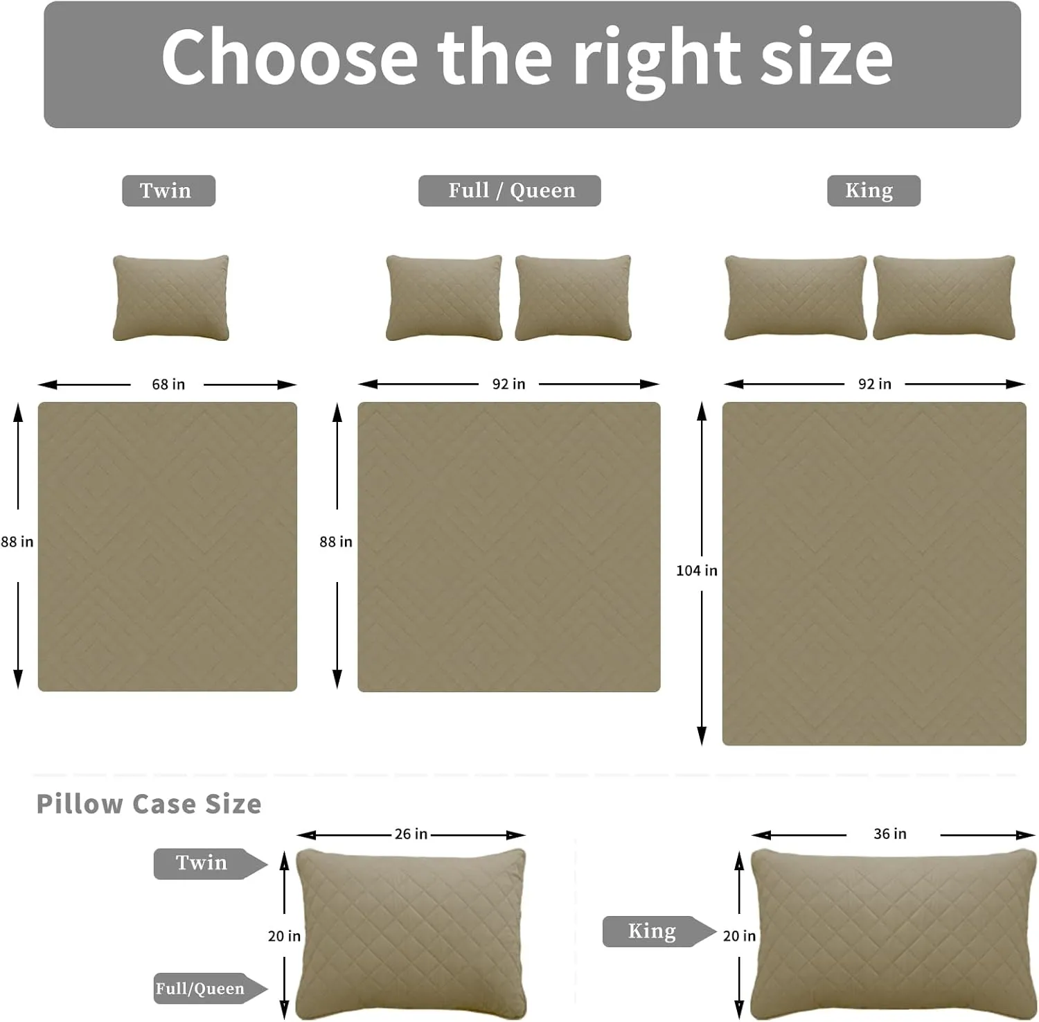Easy-Going Twin Size Reversible Quilt Set with 1 Quilt and 1 Pillow Sham, Soft Bed Quilt Cover, Water Resistant Lightweight Microfiber Bedspread, Stain Resistant, Beige/Beige