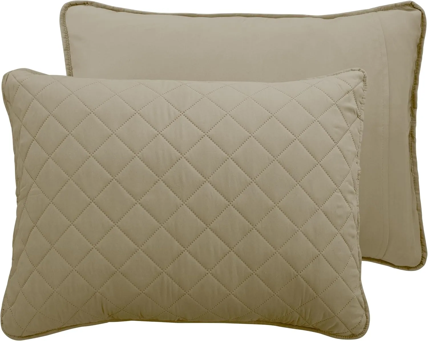 Easy-Going Twin Size Reversible Quilt Set with 1 Quilt and 1 Pillow Sham, Soft Bed Quilt Cover, Water Resistant Lightweight Microfiber Bedspread, Stain Resistant, Beige/Beige