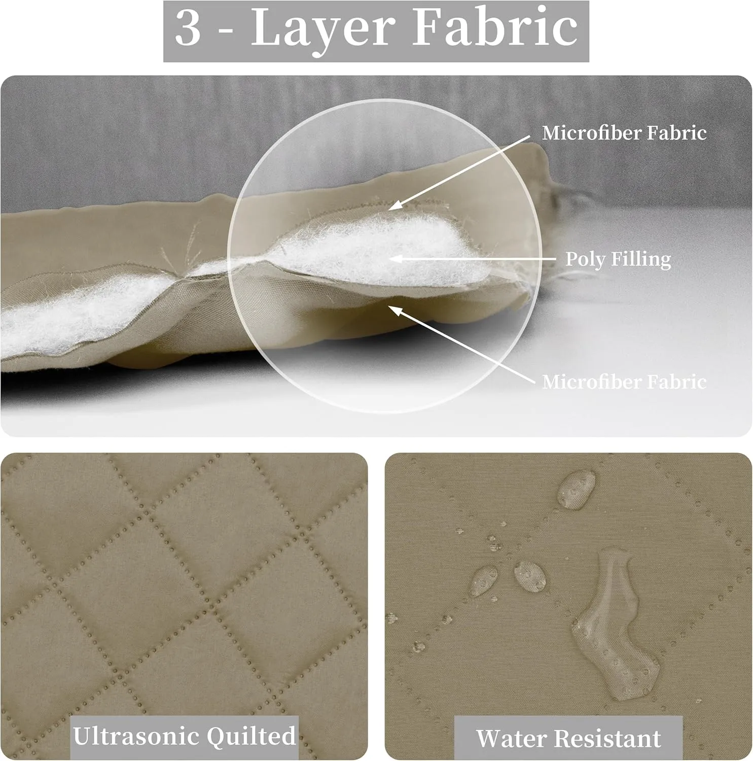 Easy-Going Twin Size Reversible Quilt Set with 1 Quilt and 1 Pillow Sham, Soft Bed Quilt Cover, Water Resistant Lightweight Microfiber Bedspread, Stain Resistant, Beige/Beige