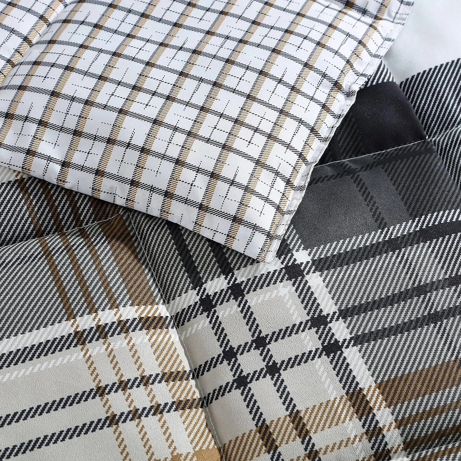 Eddie Bauer - King Comforter Set, Plaid Reversible Bedding, Stylish & Warm Home Decor (Normandy Grey, King)