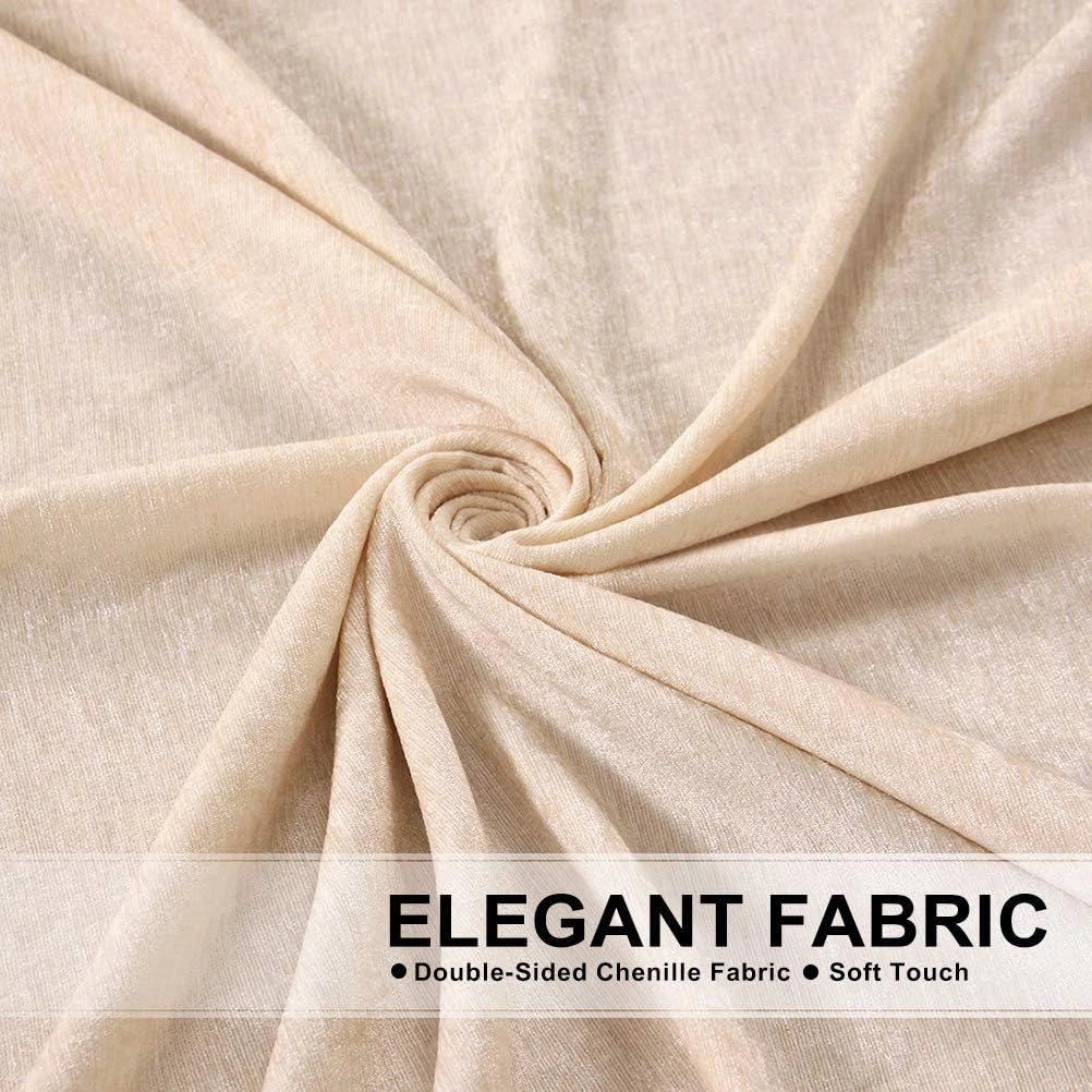 ELKCA Beige Chenille Window Curtains Valance for Living Room Waterfall Valance for Bedroom,Rod Pocket (W59 Inch, 1 Panel)