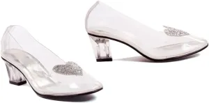 ELLIE 212-ARIEL 2" Heel Clear Women's Slipper with Silver Glitter Heart, Clear W/Silver, 9 Size