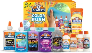 Elmer's Color Rush Slime Kit, Includes Liquid Glue, Activator, Makes Color Changing, Glow in The Dark, Butter Slime and More, 10 Piece Set - Perfect for Parties, Gift, Activity Time