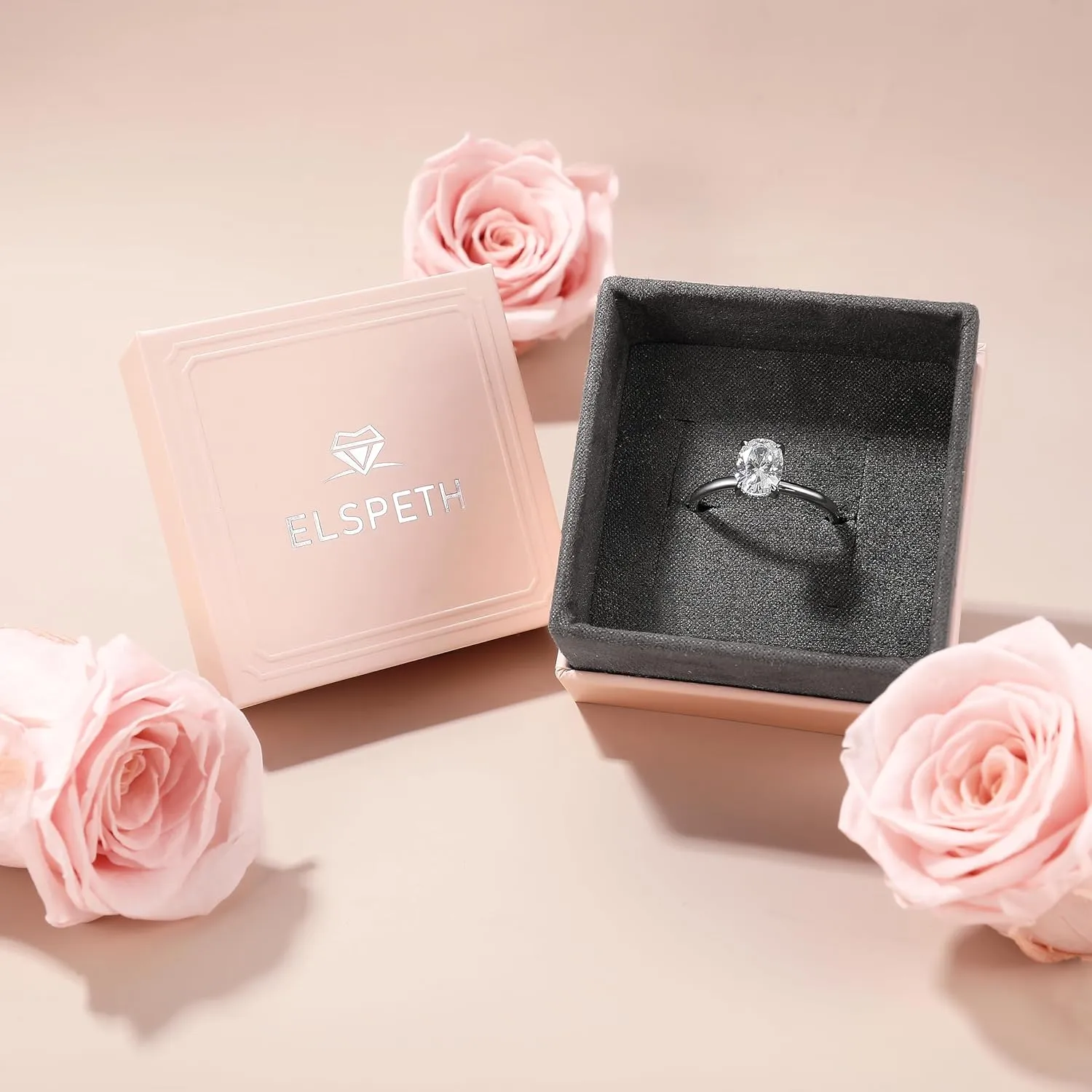 Elspeth 925 Sterling Silver Engagement Ring for Women Pear/Round/Oval/Cushion/Princess Cut Cubic Zirconia Promise Ring Size 4-10