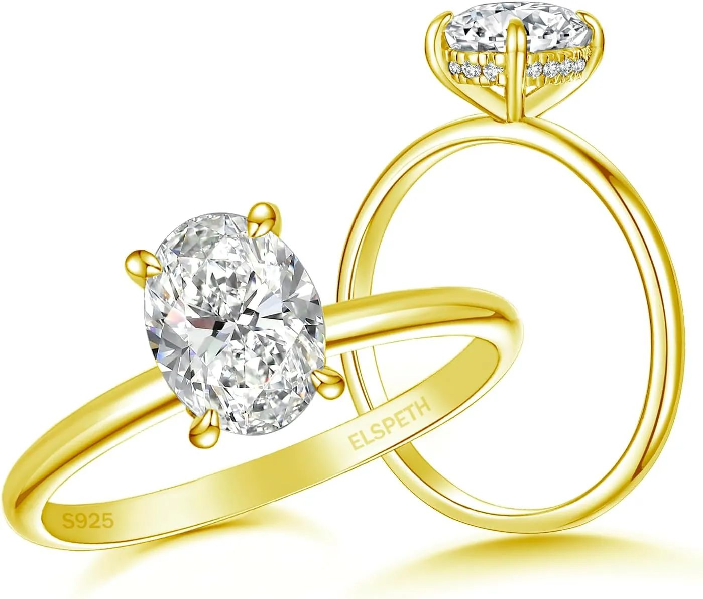 Elspeth 925 Sterling Silver Engagement Ring for Women Pear/Round/Oval/Cushion/Princess Cut Cubic Zirconia Promise Ring Size 4-10