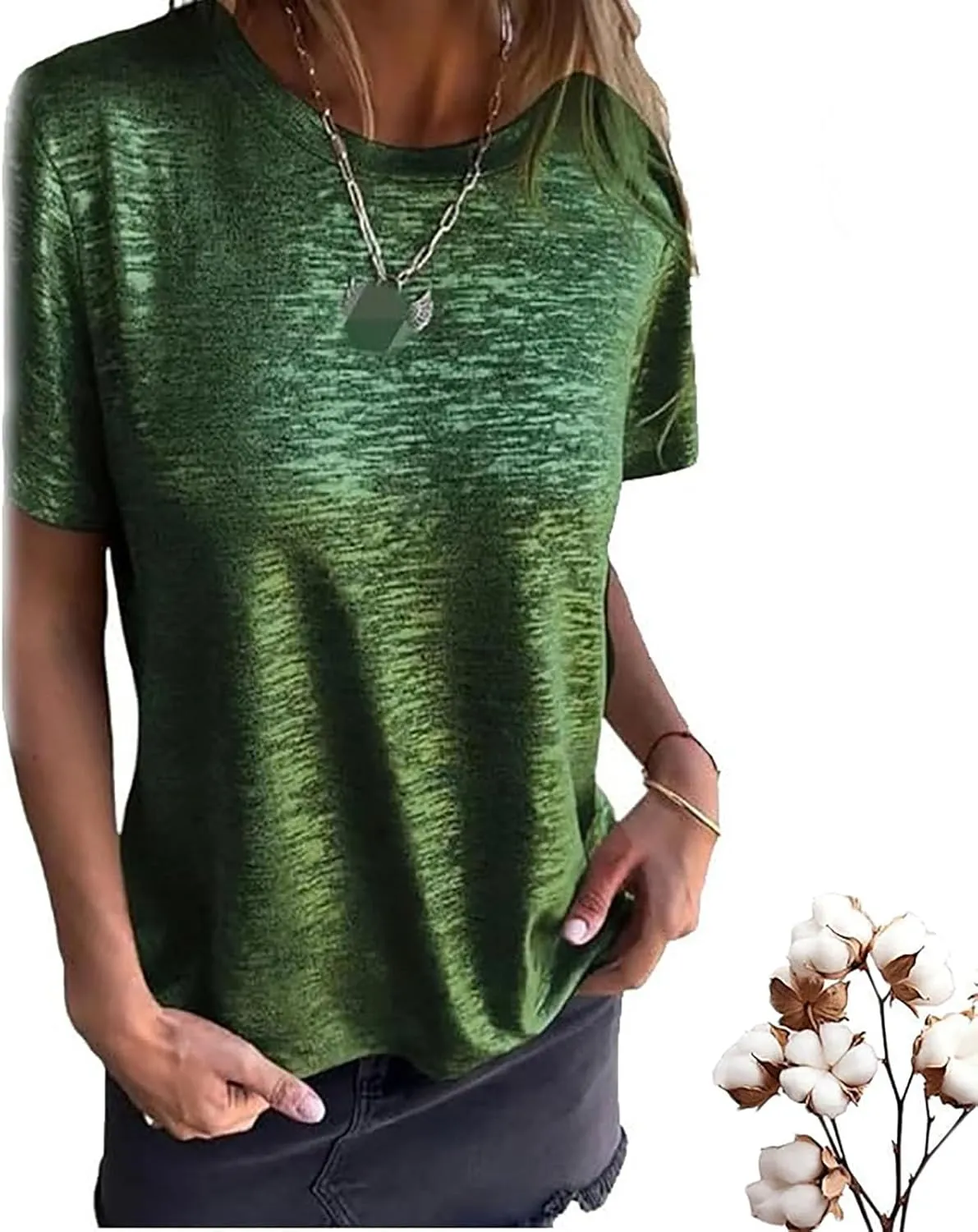 Emboadlie Gold Foil Short-Sleeved T-Shirt, Gold Foil Round Neck Short Sleeve Comfortable and Breathable Top Soft