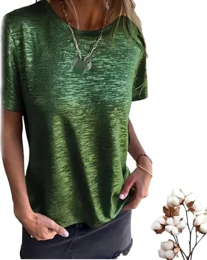 Emboadlie Gold Foil Short-Sleeved T-Shirt, Gold Foil Round Neck Short Sleeve Comfortable and Breathable Top Soft