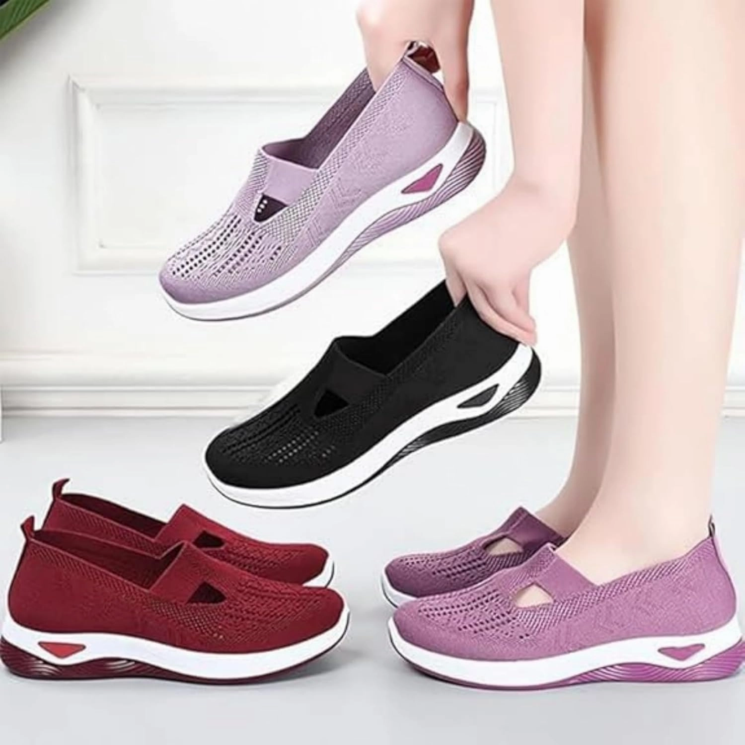 Enjerr Orthopedic Shoes Womens, Women's Comfortable Breathable Knitted Sneakers, Woven Orthopedic Breathable Soft Shoes