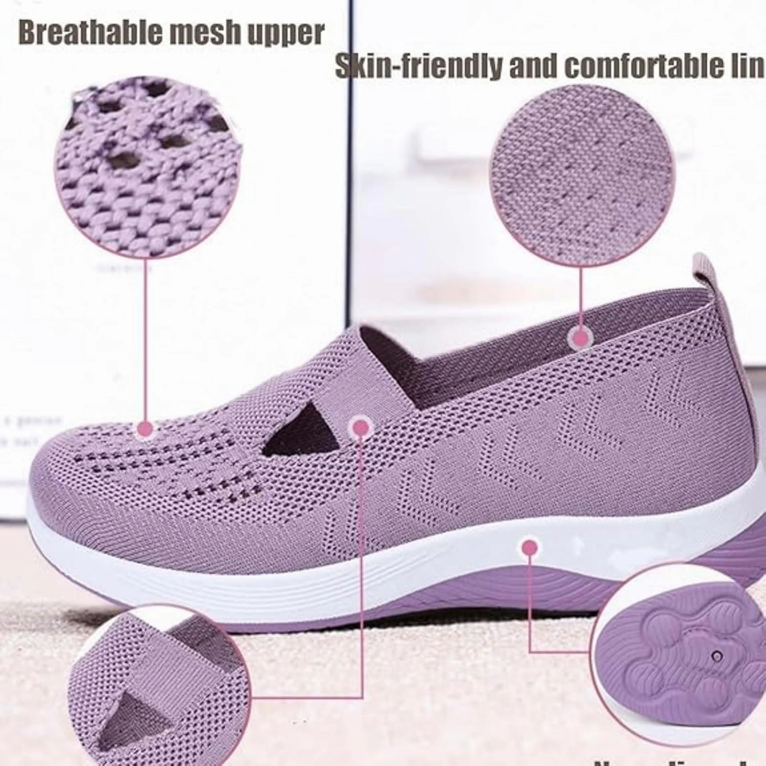 Enjerr Orthopedic Shoes Womens, Women's Comfortable Breathable Knitted Sneakers, Woven Orthopedic Breathable Soft Shoes