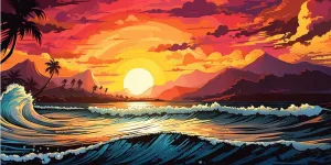 eovv 24X12in.5D Pop Diamond Art Painting Sunset Beach Gradient Sky, Distant Ship, Striking Pink-Purple Striped Deck Chair. Kit for Adults, DIY Full Drill Crystal Rhinestone Arts and Crafts.