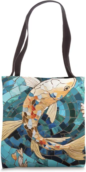 Ephemeral Echoes Kintsugi Serenity with Golden Koi Melody Tote Bag