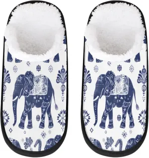 Ethnic Elephants Slippers for Women Soft Non-Slip Indoor Slippers Home Slippers
