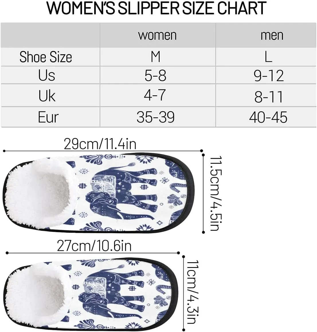 Ethnic Elephants Slippers for Women Soft Non-Slip Indoor Slippers Home Slippers
