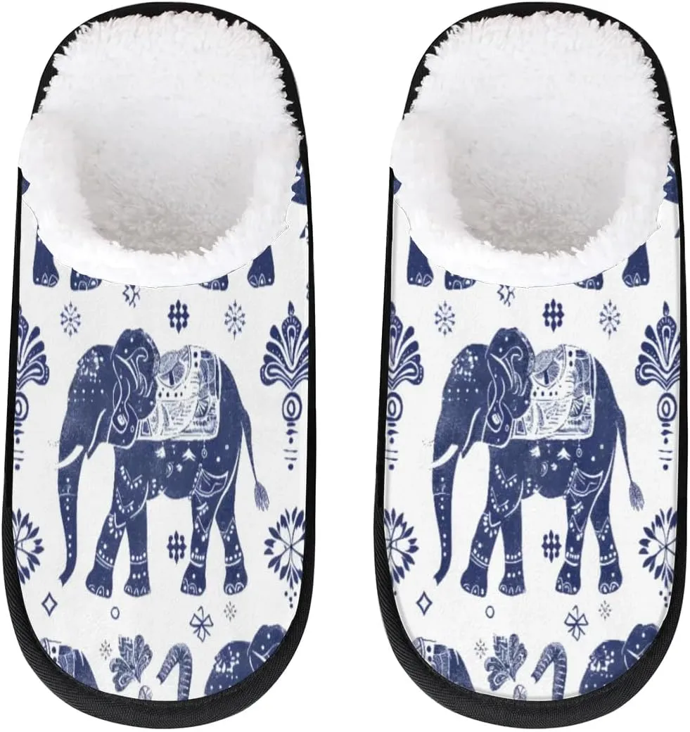 Ethnic Elephants Slippers for Women Soft Non-Slip Indoor Slippers Home Slippers