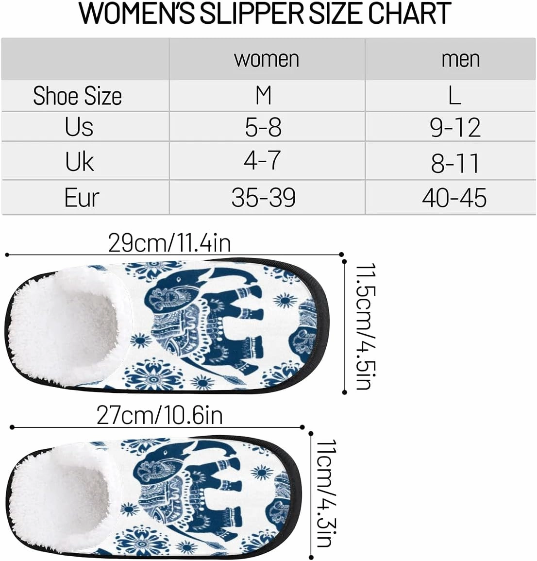 Ethnic Elephants Slippers for Women Soft Non-Slip Indoor Slippers Home Slippers