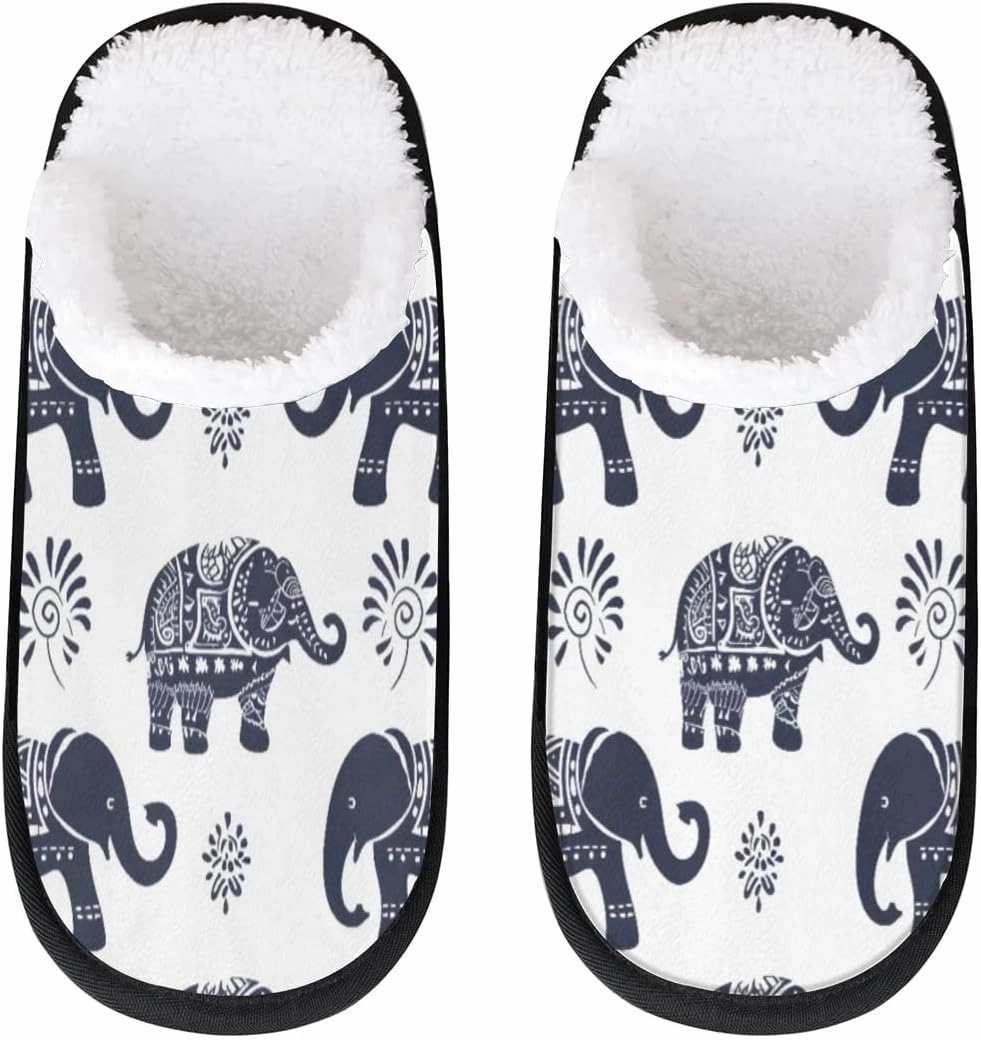 Ethnic Elephants Slippers for Women Soft Non-Slip Indoor Slippers Home Slippers