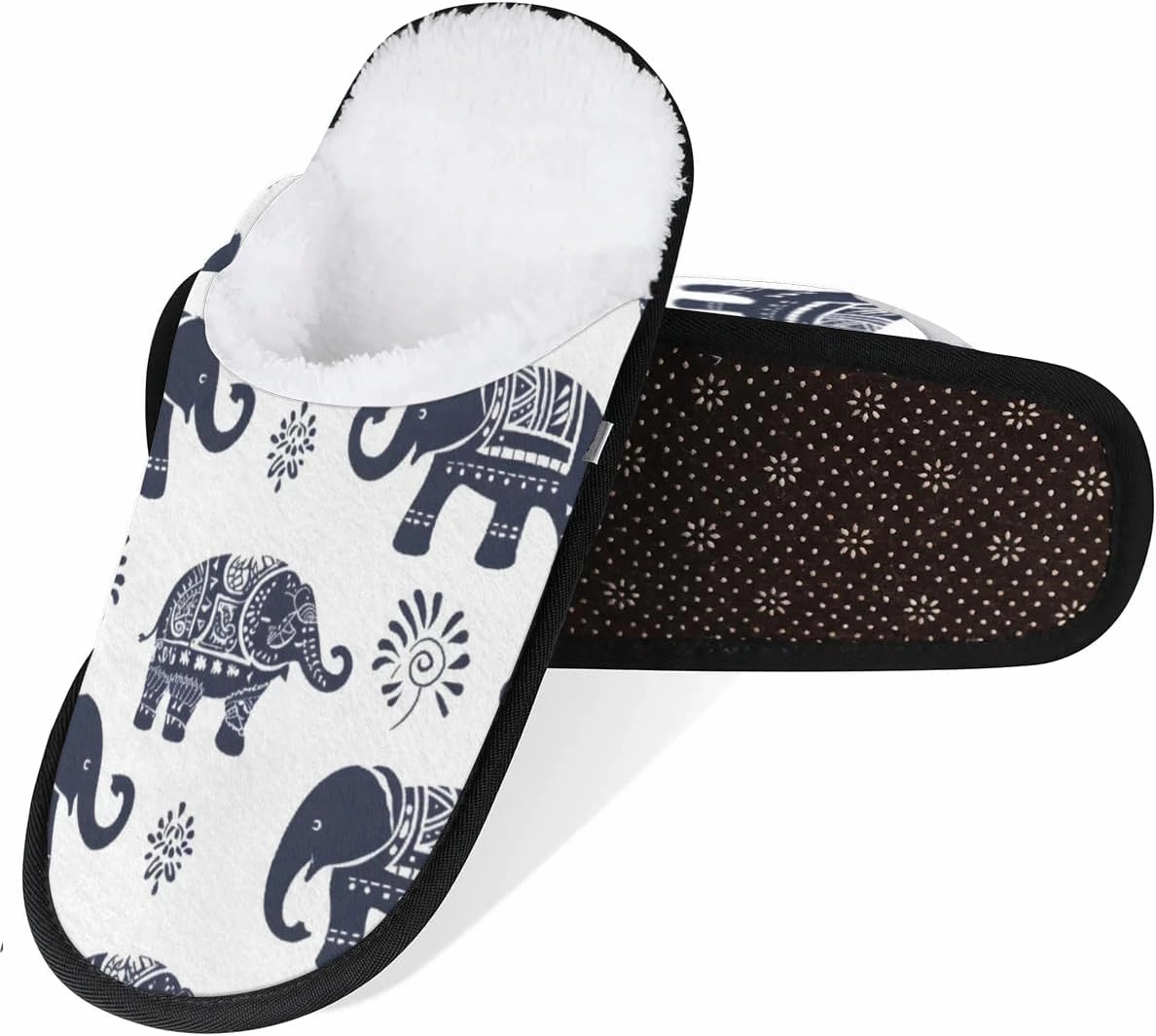 Ethnic Elephants Slippers for Women Soft Non-Slip Indoor Slippers Home Slippers