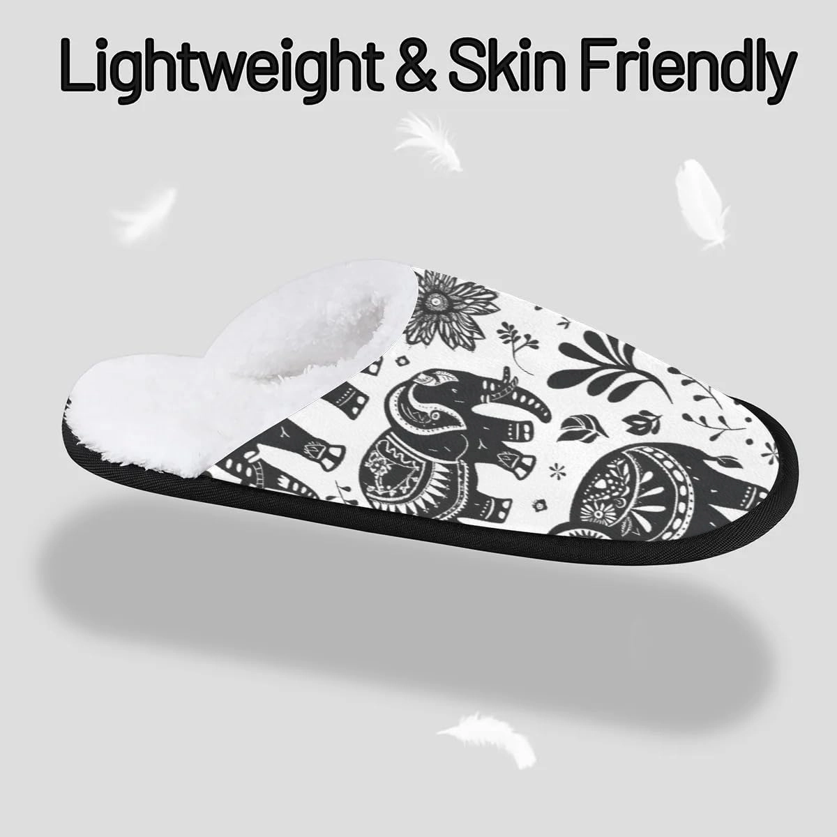 Ethnic Elephants Slippers for Women Soft Non-Slip Indoor Slippers Home Slippers