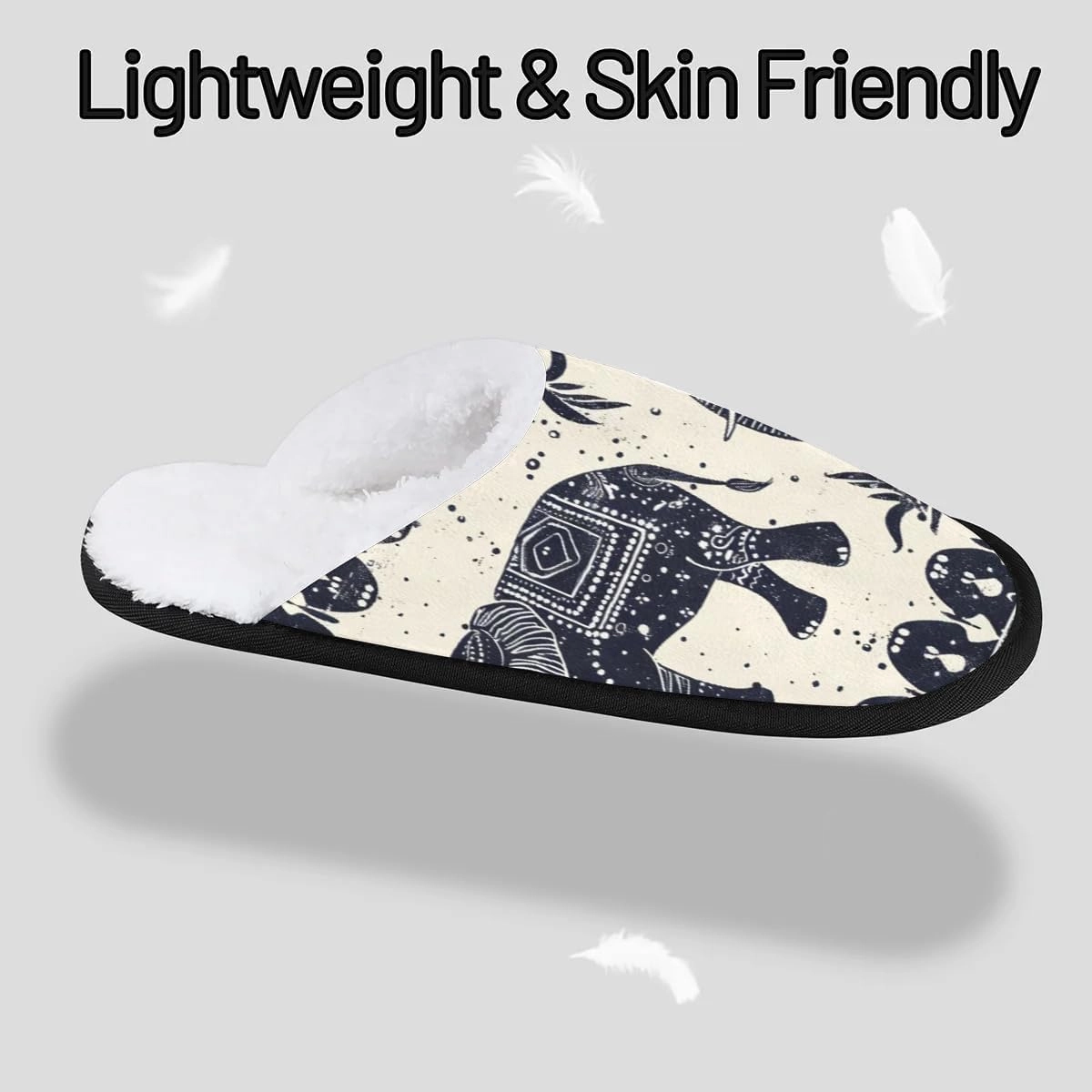 Ethnic Elephants Slippers for Women Soft Non-Slip Indoor Slippers Home Slippers