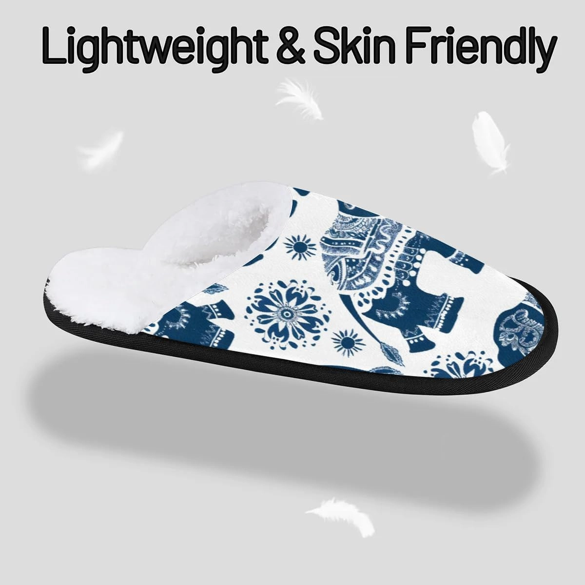 Ethnic Elephants Slippers for Women Soft Non-Slip Indoor Slippers Home Slippers