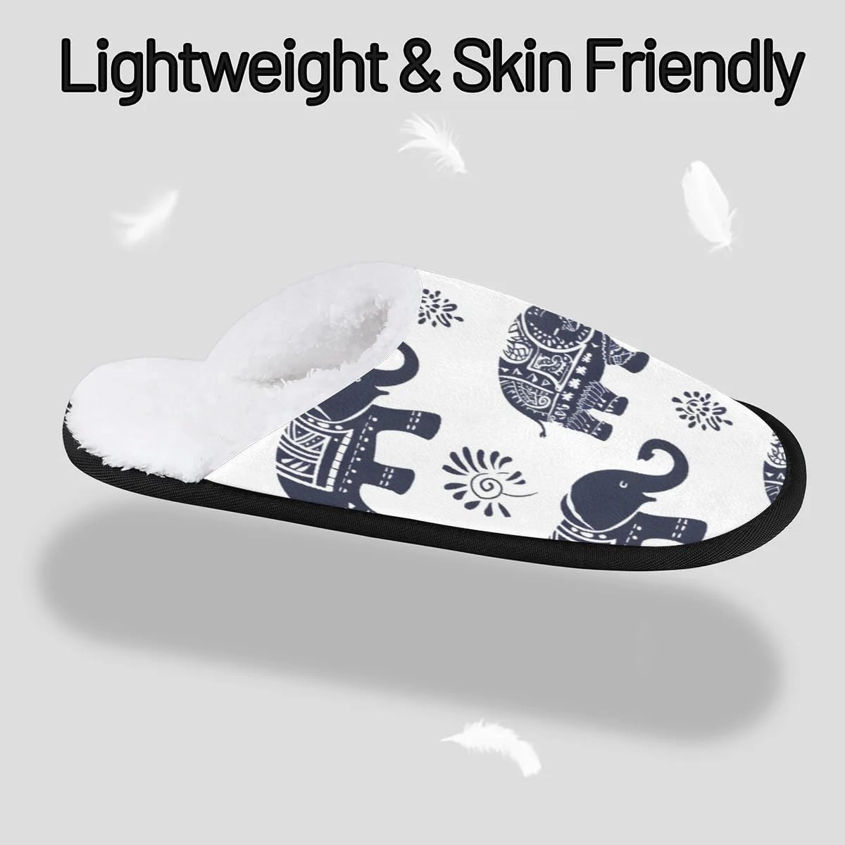 Ethnic Elephants Slippers for Women Soft Non-Slip Indoor Slippers Home Slippers